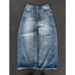 Vintage Distressed Denim Jeans For Men & Women - High Waisted Wide Leg Streetwear Pants With Raw Hem Detail (Blue Wash)_mkmklike.com