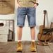 Large Size Men's Clothing Summer Thin Five-point Jeans Men's 5-point Fattened Plus Size Elastic Versatile Jeans Medium Pants_mkmklike.com