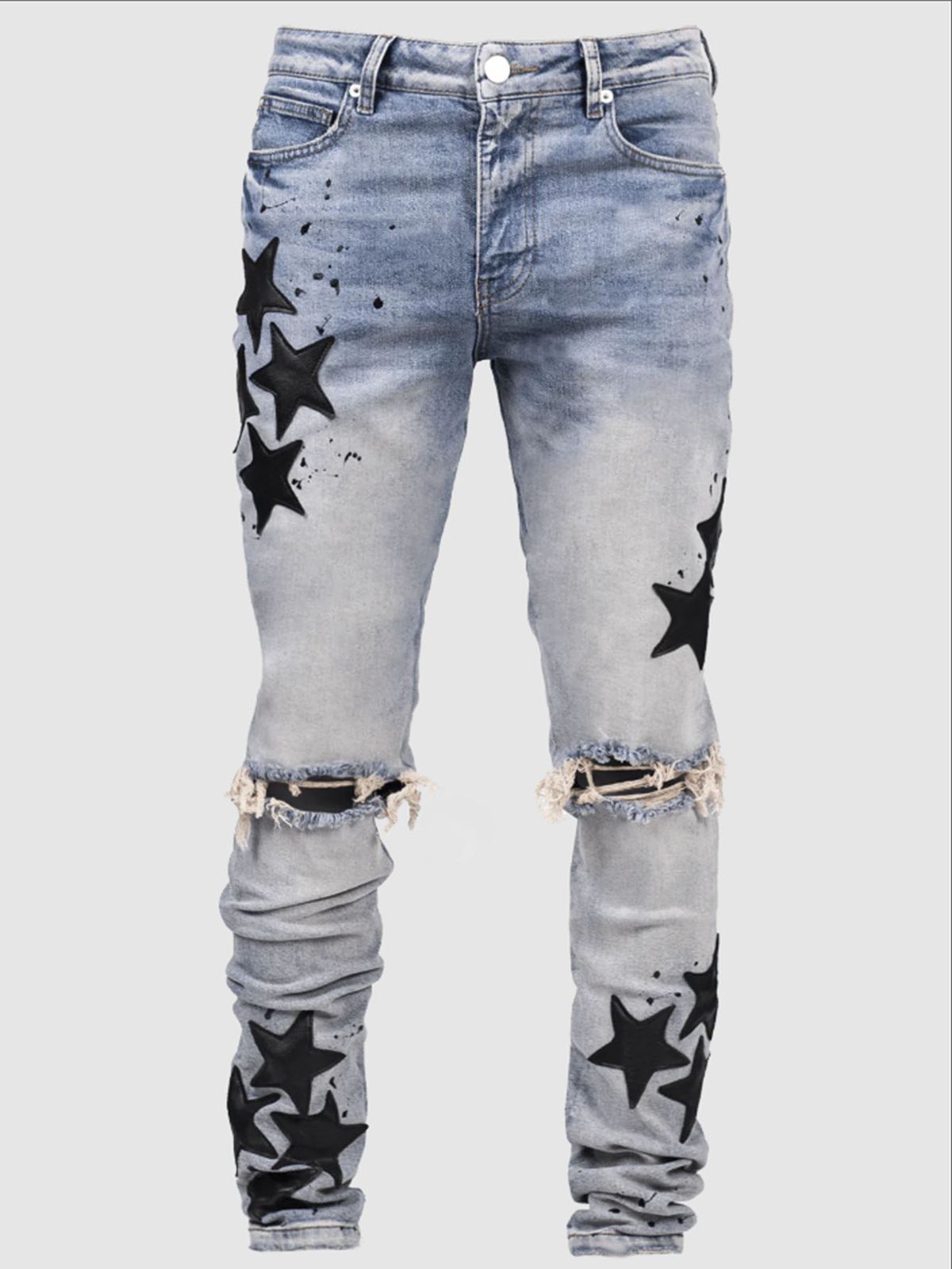European And American New Star Ordinary Fashion High Street Denim Trousers Men Slim Elastic Handsome Trendy Men Long_mkmklike.com