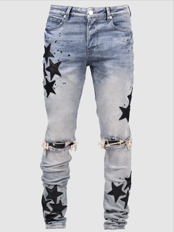 European And American New Star Ordinary Fashion High Street Denim Trousers Men Slim Elastic Handsome Trendy Men Long_mkmklike.com