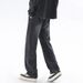 Shanggu Men's Clothing, Elastic Lace-Up Straight Jeans Men's Hong Kong Style Versatile Washed Long Tube Casual Boys Wide Leg Pants_mkmklike.com