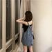 K Retro Denim Shoulder Strap Skirt For Women, Loose And Slimming New Style Dress, Age Reducing Short Skirt_mkmklike.com