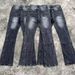 Vintage Black Denim Jeans – Distressed Lightning Wash With High-Rise Flare & Hand-Painted Details_mkmklike.com