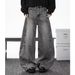 Vintage Washed Jeans For Men – Relaxed Straight-Leg Streetwear (S-3XL, Smoky Gray)"_mkmklike.com