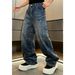 Men's Clothing High End Men's Rhinestone Studded Straight Leg Jeans Spring Collection Street Style Loose Wide Leg Pants Fashion_mkmklike.com
