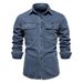 Autumn New High-quality Men's Washed Denim Casual Long-sleeved Shirt_mkmklike.com