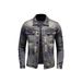 Spring And Autumn Trendy Men's Denim Ripped Jacket American Retro Washed Distressed Embroidered Trendy Jacket Tops Men_mkmklike.com