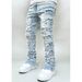 Men's Clothing Stretch Denim For Women & Men - Comfortable Straight Leg Cotton Pants With Printed Layered Design, Classic Mid Rise Fit For Casual Wear_mkmklike.com
