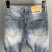 Personalized Scratched Denim Shorts Men's Loose Straight Middle Trendy Brand Piercing Fashion Casual Pentagram Pants_mkmklike.com