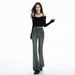2025 American Retro|High Street Double Button|Long Pants|Extra Long|Elastic Slight Flare Jeans For Women_mkmklike.com