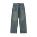 Men's Clothing Vintage Washed Distressed Denim Jeans For Men - Classic Straight Leg Relaxed Fit With Multiple Pockets (Retro Blue, S-XXL)_mkmklike.com