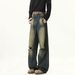 American Retro Washed Old Design Sense Ripped Jeans Men And Women Loose Trend Ruffian Handsome Straight Wide Leg Trousers_mkmklike.com