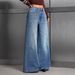 Women's Studded Jeans Style Retro Washed Casual Loose Straight Leg Pants Versatile_mkmklike.com