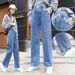 Women's Wide-Leg Jeans, New Spring Autumn Style, Elastic Waist, Loose Fit, Casual Straight Pants For And Junior High_mkmklike.com