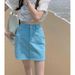 ELLE Vintage Hong Kong Style Single-Breasted Design Denim For Women Summer New Chic Fashionable Short Dress_mkmklike.com
