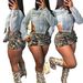 Women's Unique Design Irregular Side Cutout Short Denim Top Indigo Blue Spring/Autumn Workwear Streetwear Style Metal Buttons_mkmklike.com
