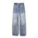 Gradient Washed Vintage Loose Jeans For Men With Design Pockets, Distressed Straight Wide-Leg Pants, Punk Street Style_mkmklike.com