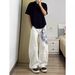 BOY Detachable Square Scarf Plaid White Scimitar Jeans Unisex American High Street Design Sense High-End Wide-Leg Straight_mkmklike.com