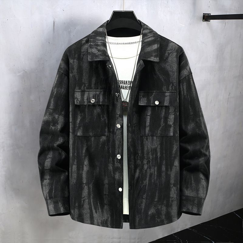 Men's Plus Size Denim Jacket For Autumn, Workwear Casual Coat With Turn-Down Collar, Loose Fit Fashion Outerwear For Big & Tall Gentlemen (5XL-11XL)_mkmklike.com