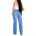 Factory Direct Sale Women's Jeans Long High Waist Ripped Frayed Edge Hot Selling European And American Style_mkmklike.com