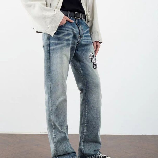 High-End Trendy Printed Jeans For Men Slim Fit European Style Spring Autumn Fashion Handsome Versatile Denim_mkmklike.com