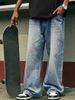 Mens Baggy Jeans Vintage Plain Pants Casual Wide Leg Loose Fit Denim Hip Hop Jean_mkmklike.com