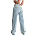 Low-Rise Flared Jeans For Women - Stretchy Wide Leg Denim Pants With High Elasticity (Light Blue)_mkmklike.com