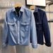 Washed Old Denim Shirt Men's Spring Korean Version Loose High-end Long-sleeved Tooling Shirt_mkmklike.com