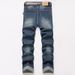 Men's Retro Straight Leg Jeans American Style Autumn Casual Wrinkle Resistant Loose Fit With Patches And Rips_mkmklike.com