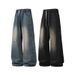 Men's Lyocell Retro Jeans - Loose Straight Leg American Vintage Wide Pants For Autumn & Casual Wear_mkmklike.com