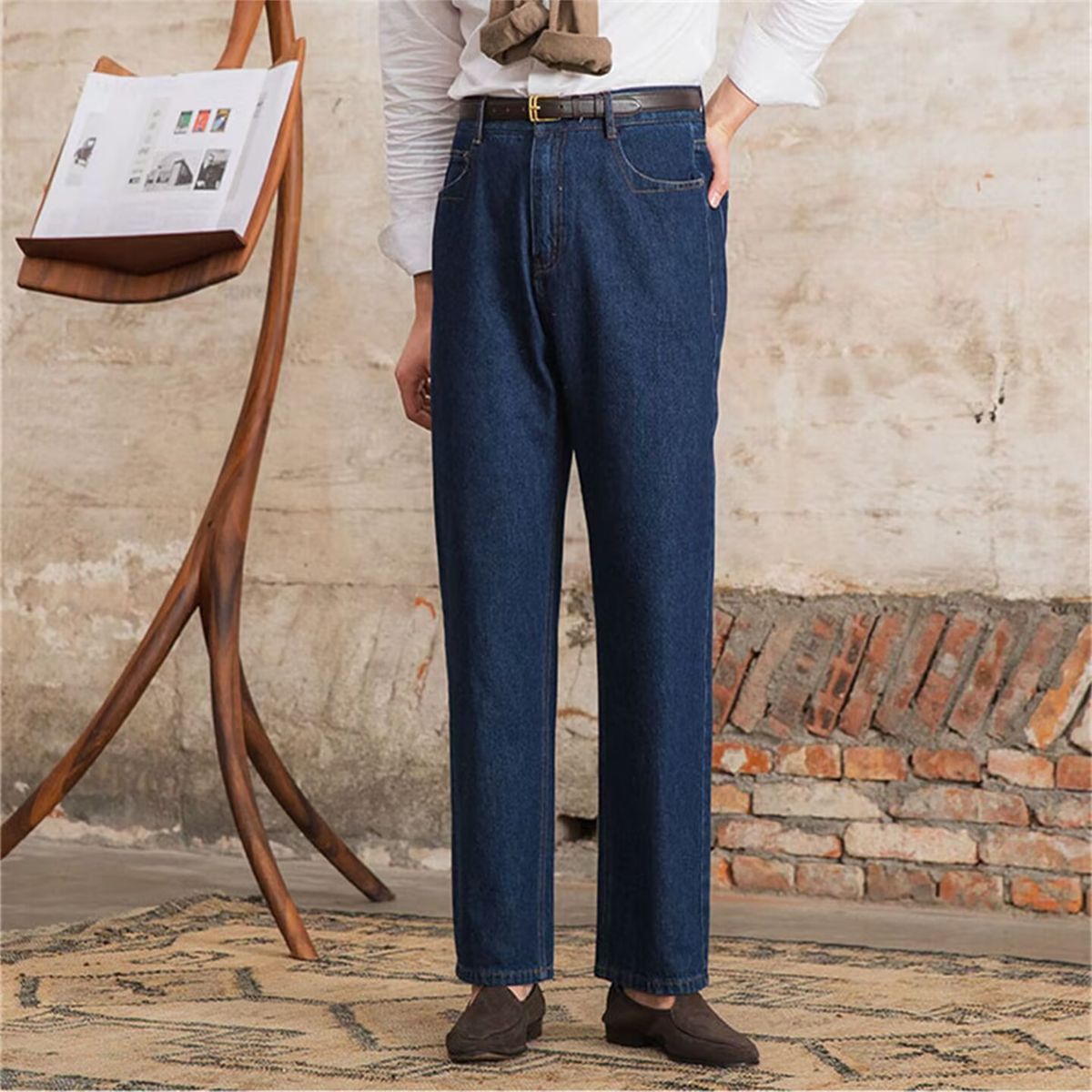 Men's Stretch Slim Fit Straight Leg Mid Rise Casual Cropped Jeans Fashion Comfortable Denim_mkmklike.com