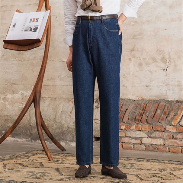 Men's Stretch Slim Fit Straight Leg Mid Rise Casual Cropped Jeans Fashion Comfortable Denim_mkmklike.com