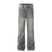 Vintage Washed Straight-Leg Jeans – Retro Stretch Denim Pants For Men & Women (S-3XL, Mid-Rise, Button Fly, Light Blue)_mkmklike.com
