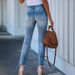 Women's Clothing Frayed Ripped Skinny Jeans Stretchy Fashionable Women's Denim Jeans_mkmklike.com