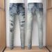 American Jeans Trendy Brand Multi-hole Patch Beggar Pants Pleated And Versatile Slim Fit Small Foot Jeans Men #677_mkmklike.com