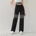 Women's Slimming Straight Leg Denim Jeans American Style Rhinestone Embellished Sexy Casual Fit_mkmklike.com