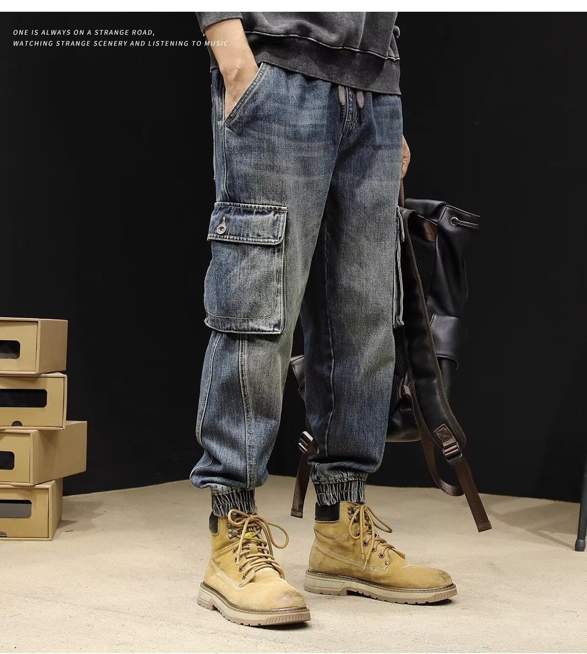 Trendy Brand Jeans Men, 2024 New Loose Fit Jogger Plus Size Autumn Winter Men's Pants, Multi-Pocket Cargo Pants For Men_mkmklike.com