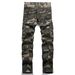 Men's Trendy Military Camouflage Work Pants All Cotton Loose Fit Casual Trousers Mid Waist Long Blue Black Jeans_mkmklike.com