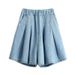 Women's Clothing Summer Versatile Loose Mid Length Pants Large Size Slim Fit High Waist Wide Leg Shorts_mkmklike.com