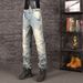 Men's Distressed Denim Jeans - Vintage Washed Slim Straight Fit Casual Pants For Fall & Winter_mkmklike.com