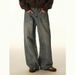 CATTEE Unisex High-Waisted Distressed Denim Jeans Reverse-Seam Streetwear with Raw Hem Blue M-XXL_mkmklike.com