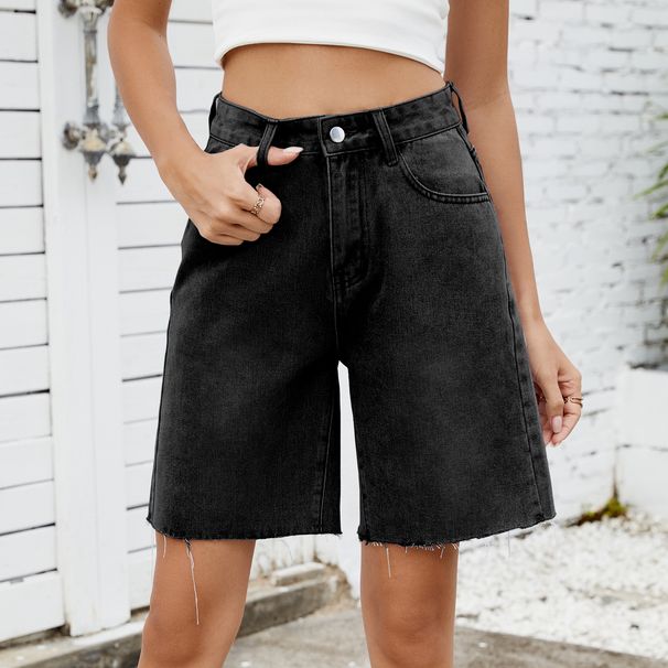 Women's Clothing Washed Straight Casual Edge Denim Shorts Women's Trend_mkmklike.com