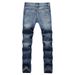 Men's Straight Fit Distressed Jeans – Button Fly & Vintage Wash (Size 28-42, Light Blue)_mkmklike.com