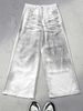 Dirty Dyed Washed White Jeans Men's Trendy Brand Wasteland Style Niche Straight Pants_mkmklike.com
