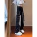 Men's Trendy Black Cargo Jeans Loose Fit Straight Leg High Street Style Style Vibe Flared Pants With Pockets_mkmklike.com