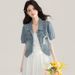 Chicco American Style Thin Denim Sleeve Jacket For Women 2025 Summer New Short Shawl Outerwear Cardigan Top_mkmklike.com
