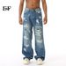 EF JEANS | 2024 New American Street Hip Hop Wind Heavy Industry Multi-hole Design Sense Straight Jeans Tide_mkmklike.com