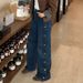 Women's Casual Mid-Waist Loose Straight Leg Jeans Button Detail Spring Arrival Fashion Denim Jeans England Style_mkmklike.com