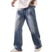 Men's Clothing Solid Color Straight Leg Jeans For Men Gothic High Street Casual Trend Loose Long Pants_mkmklike.com