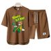 Men's Clothing 2024 Waffle Casual Summer Suit Men's Loose Teen Short sleeved T shirt Shorts Handsome Two piece Suit_mkmklike.com